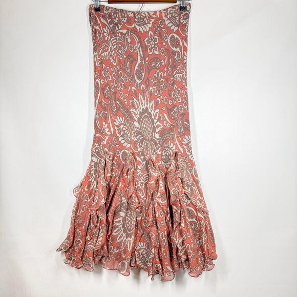 Charter Club Skirt Womens 6 Silk Boho Gypsy 90s Fairy Grunge Peasant Floral FLAW - Picture 2 of 9